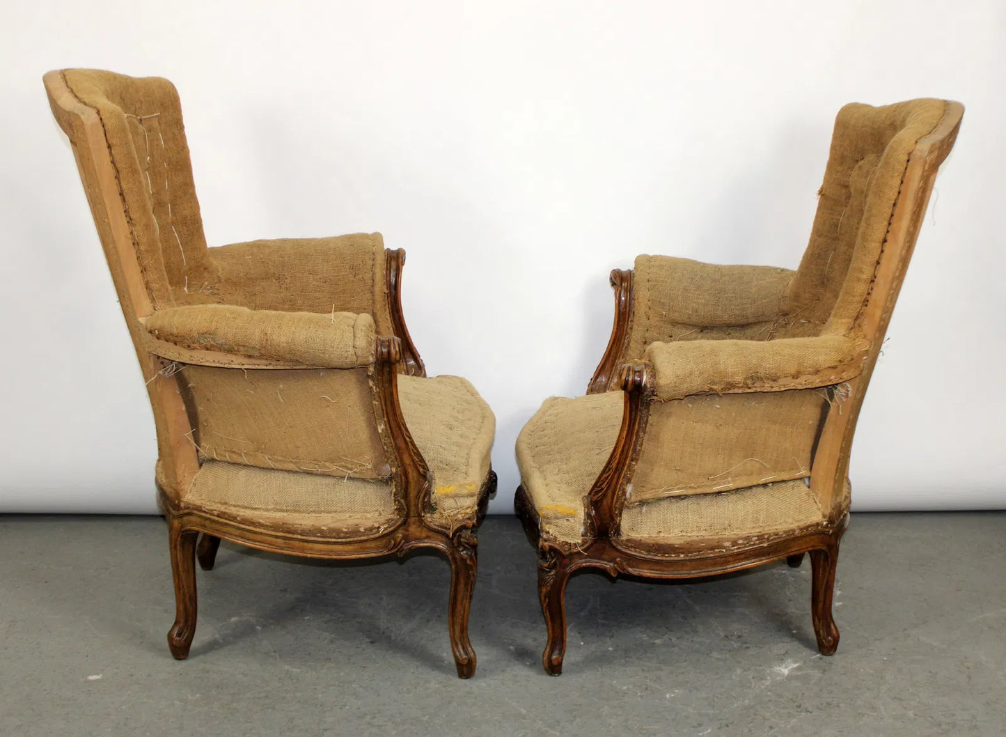 Pair French Bergère Armchairs in Louis XV Style