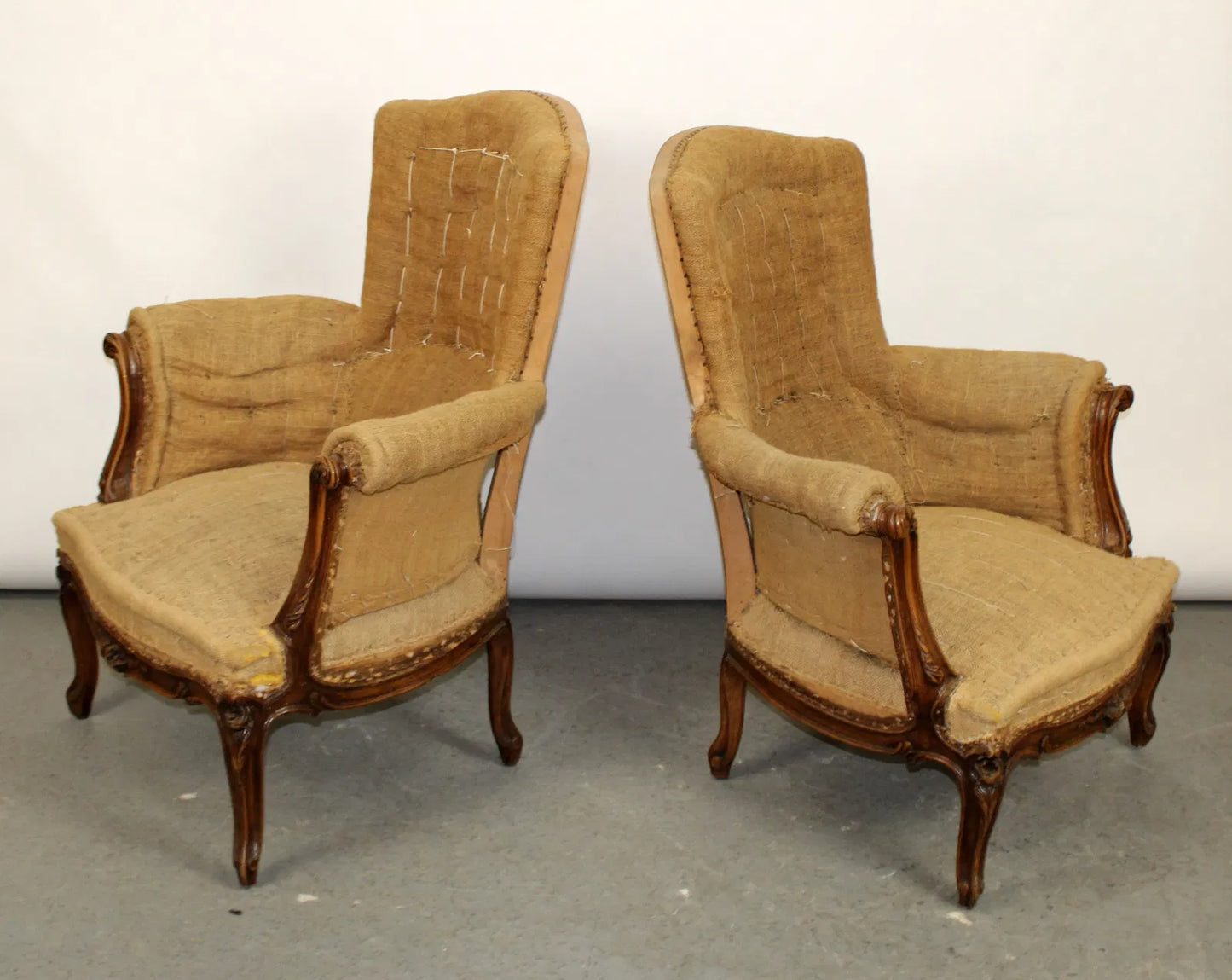 Pair French Bergère Armchairs in Louis XV Style