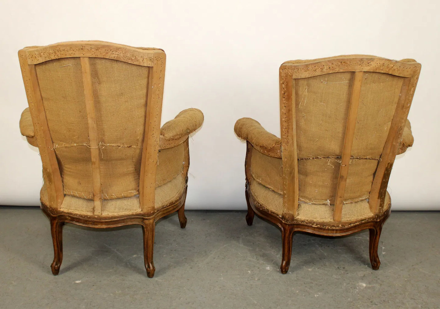 Pair French Bergère Armchairs in Louis XV Style