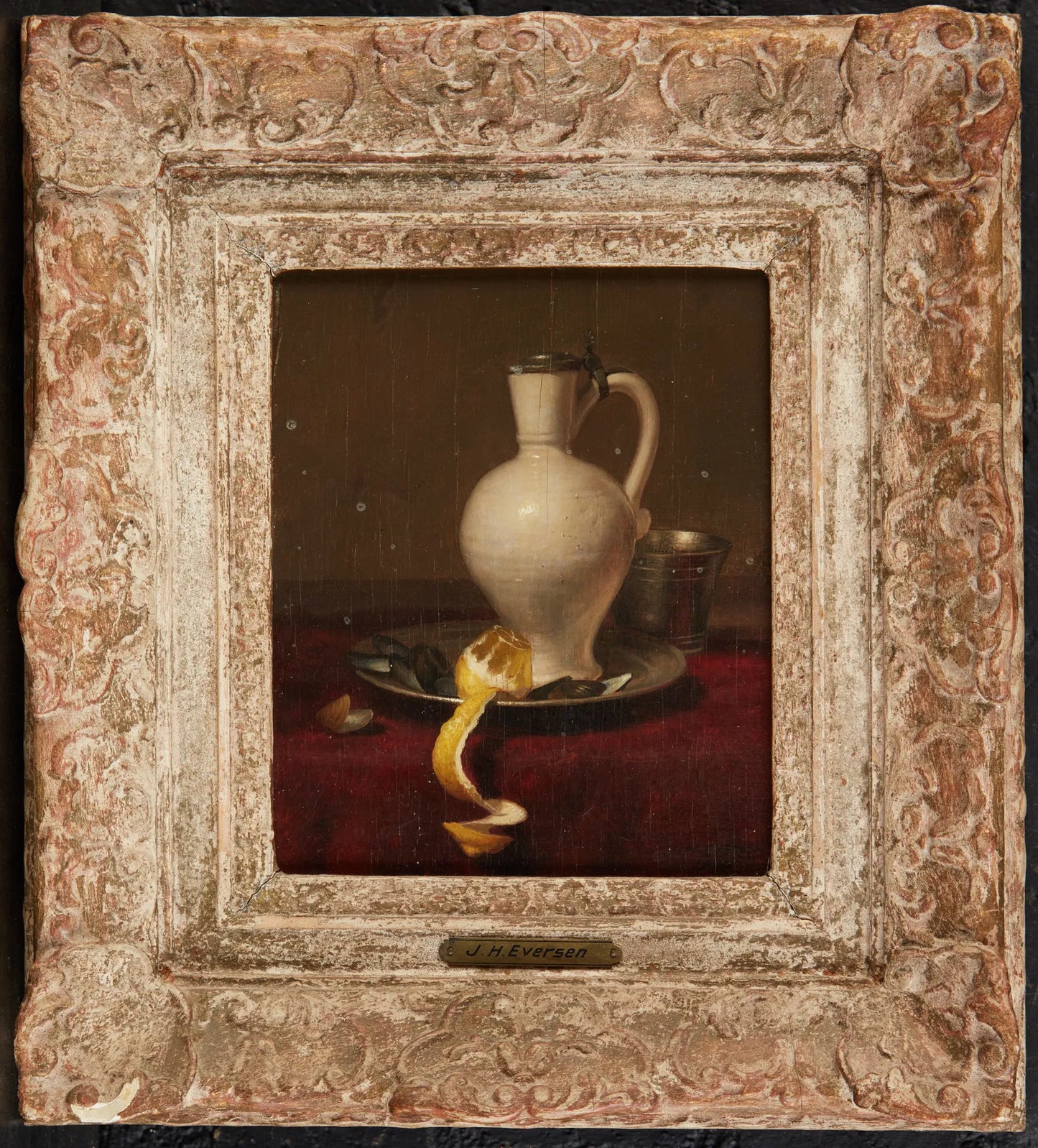 Vintage Still Life Oil on Board Painting, dated 1952