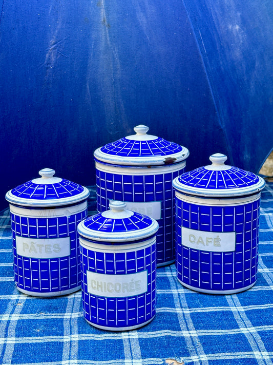 French c 1930's Enamel Cannister Set