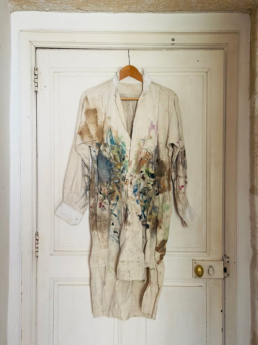 19th C French Nightshirt with paint splatter