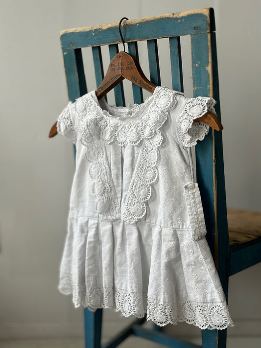 Childs Dress in White Damask