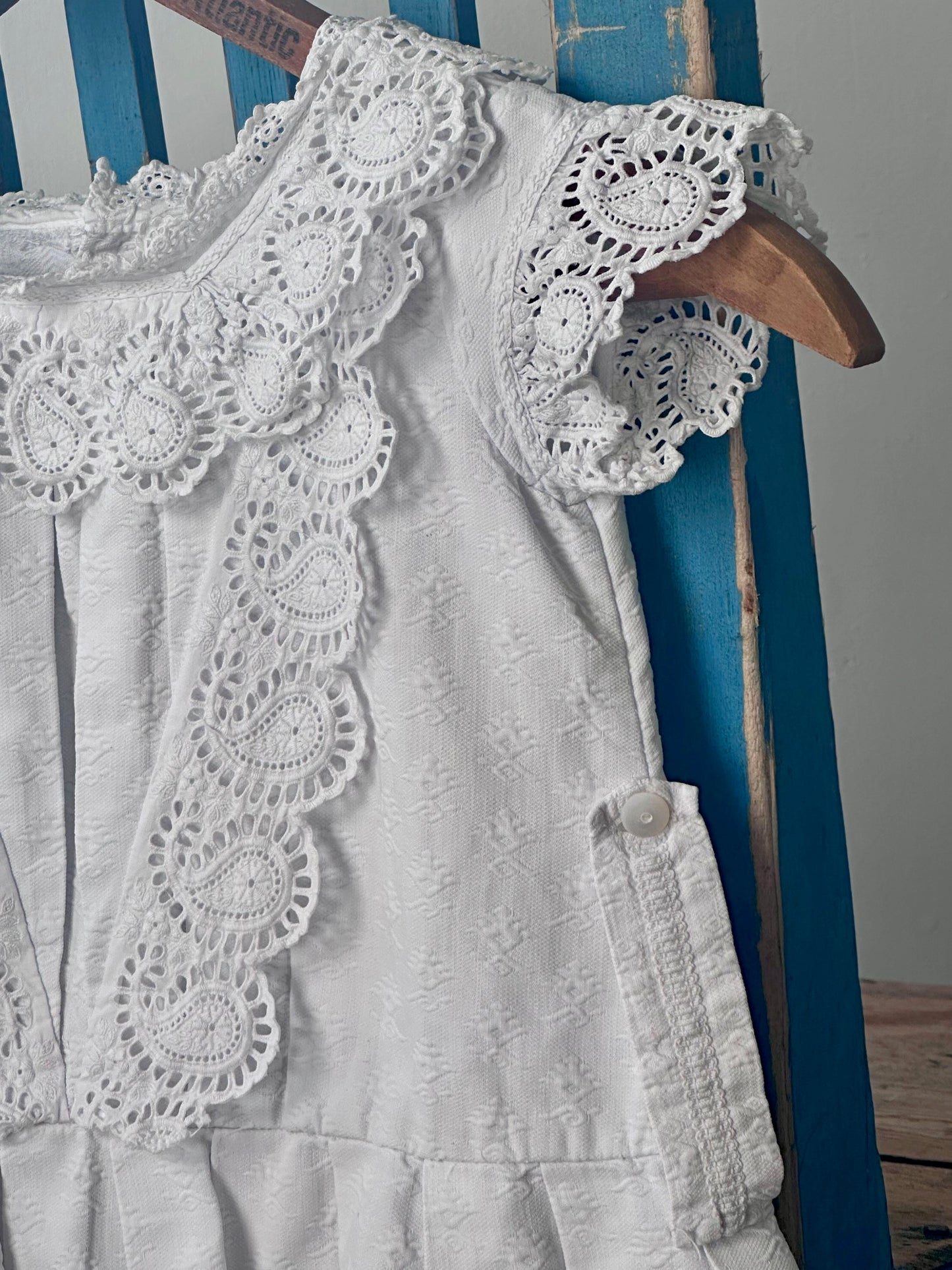 Childs Dress in White Damask