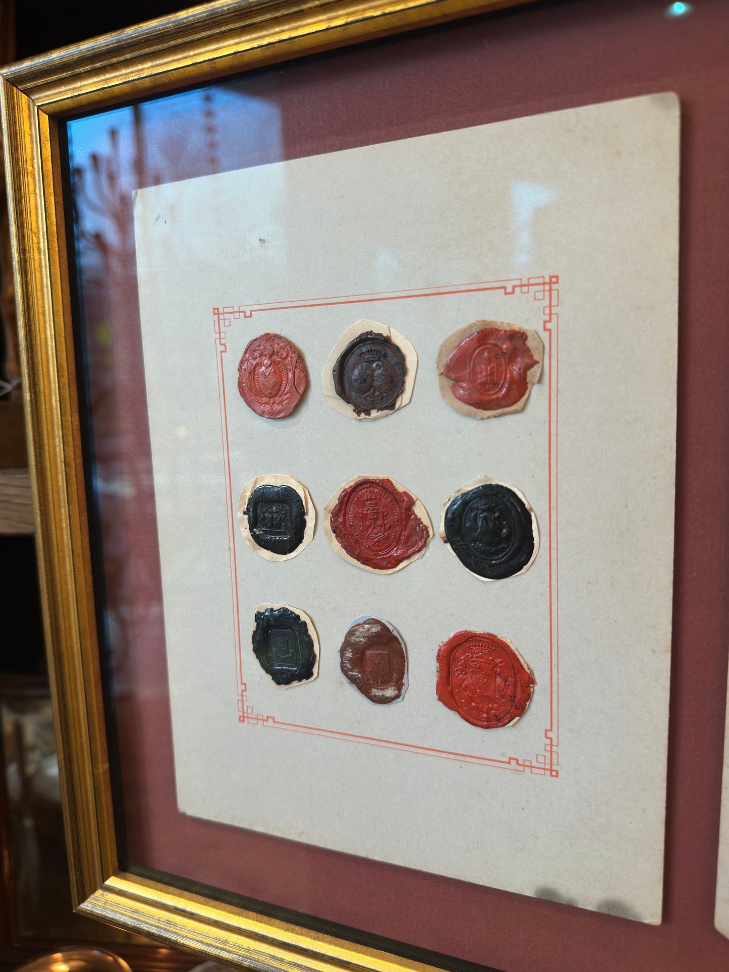 Framed Collection of French Wax Seals