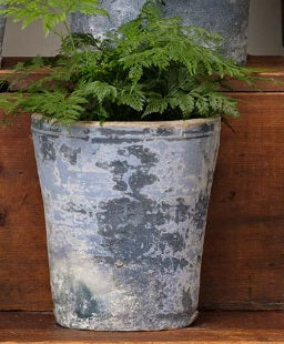 ITALIAN TERRACOTTA POTS IN 3 SIZES, DISTRESSED BLUE FINISH