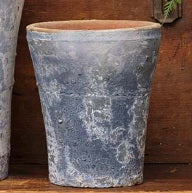 ITALIAN TERRACOTTA POTS IN 3 SIZES, DISTRESSED BLUE FINISH