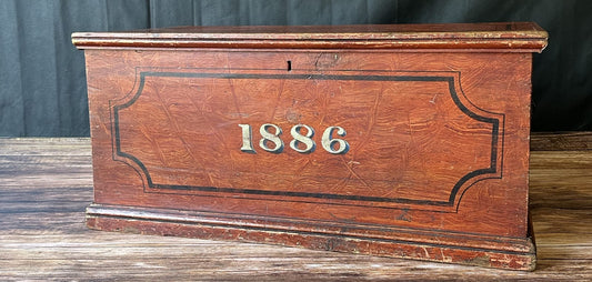 19Th Century Painted Blanket Box, in Terracotta Red