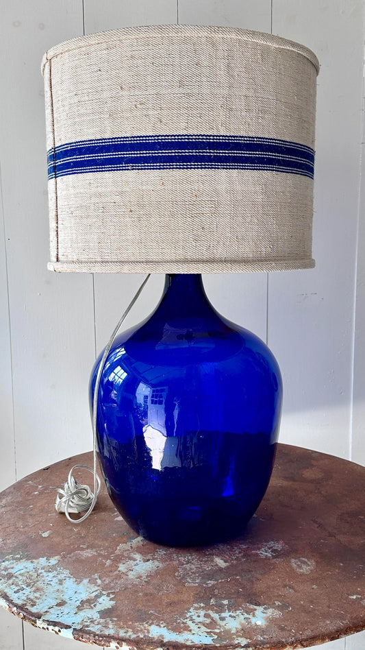 Large Late 20th Century Blue Glass Bottle Table Lamp