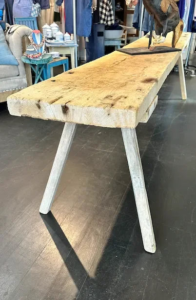 19th Century Very Long & Narrow French Bleached Oak Console Table