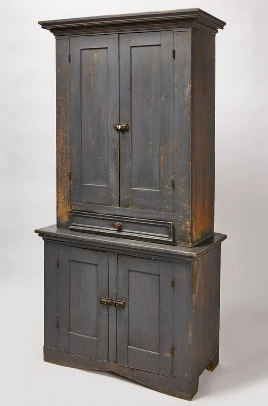 Mid 19th Century Early American Cupboard in Two Parts